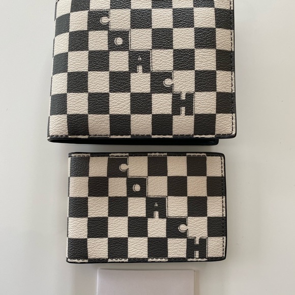 NWT Coach 3 in 1 Wallet with Checker Print C6789 Black/Chalk - Picture 6 of 13